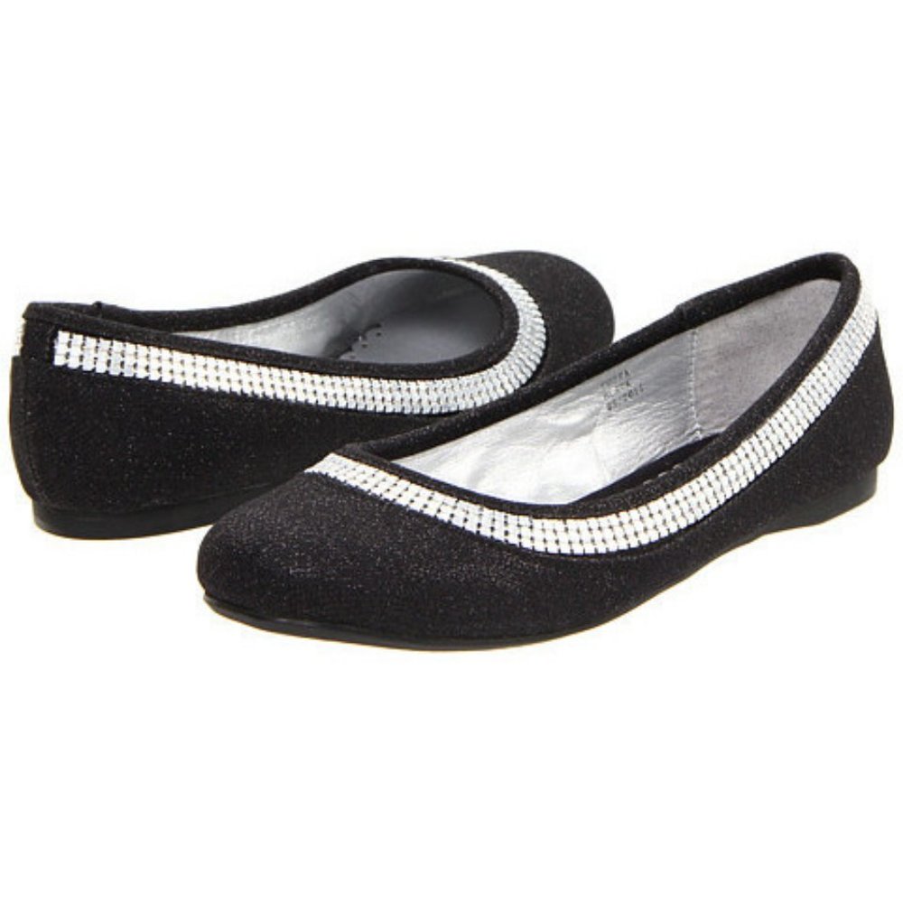 Stuart Weitzman Kids Black Cobra Flat Dress Shoes